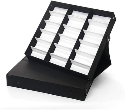 Brillen Display Koffer - Zonnebril Opberger - Collectie Tonen - 18 Vakken - 48cmx32cmx24cm - Zwart