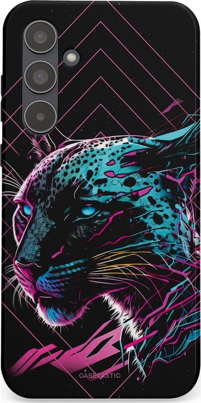 Casetastic hoesje geschikt voor Samsung Galaxy A55 - Dubbellaagse bescherming - Neon Jager - Fashion Case - Zwart Petrol