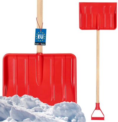 KOTARBAU® Sneeuwschep voor Kinderen, Plastic Sneeuwschep, 28.5x21 cm, Rood, Kindersneeuwschep, met Houten Steel, 84 cm, Lichtgewicht Stevig Ergonomisch