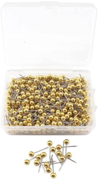 Dailygoods - 500Pcs Nieuwigheid Leuke Push Pin Wereld Reiskaart Prikbord Ronde Hoofd Duim Kaart Tacks Push Pins Kleine Maat Goud School Kantoorbenodigdheden