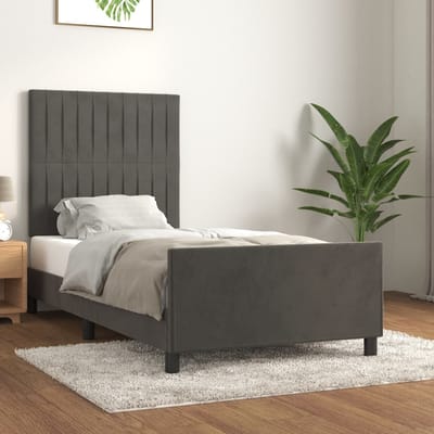 vidaXL - Bedframe - zonder - matras - 90x200 - cm - fluweel - donkergrijs