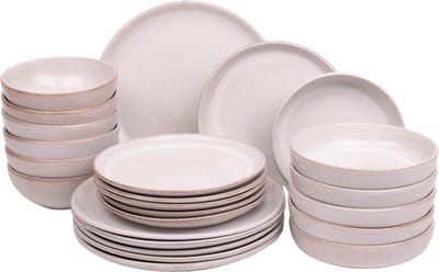 Kade 171 Lissabon serviesset 24-delig 6 personen - Portugees stoneware wit bruine spikkel
