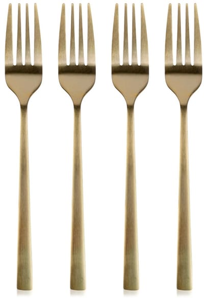 Dessertvorken Edelstaal Gouden 4 stuks - Taartvorkjes - Gebaksvorkjes - Dessertvorkjes - Gebaksvork - Vorkjes Set voor Kaas Dessert Taart