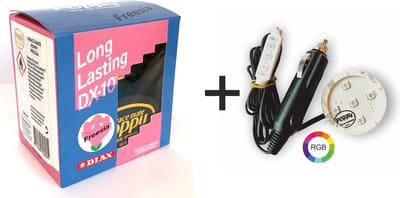 Poppy Grace Mate Luchtverfrisser FREESIA 150 ML. Flesje met Origineel Poppy RGB Led lampje en Aanstekerplug 12-24 volt