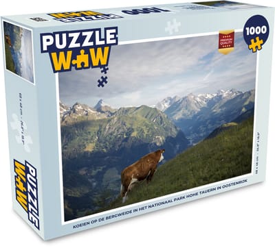 Puzzel Koe op de bergweide in het Nationaal park Hohe Tauern in Oostenrijk - Legpuzzel - Puzzel 1000 stukjes volwassenen