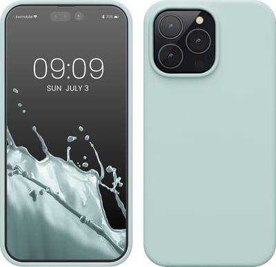 kwmobile telefoonhoesje geschikt voor Apple iPhone 14 Pro Max - Hoesje met siliconen coating - Smartphone case in cool mint