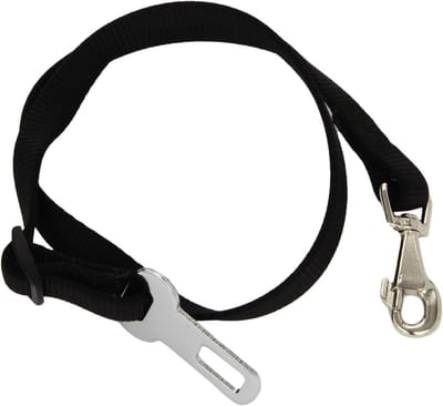 Hondenriem met autogordeladapter - zwart