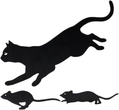 Kattentuindecoratie - Gazonbord set - Tuin verfraaien - Roestvrij metaal - 3 stuks - Zwart