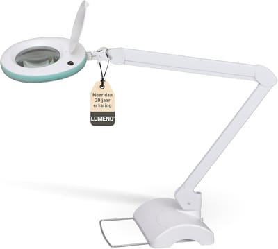 LED loeplamp met tafelstatief - 127 mm glaslens, 5 dioptrie, geschikt voor cosmetica en hobby