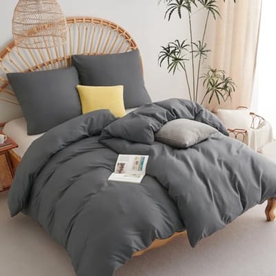 Dekbedovertrek Set - Beddengoed Set - Comfortabel Slapen - 110 GSM Microvezel - 135x200 cm - Antraciet