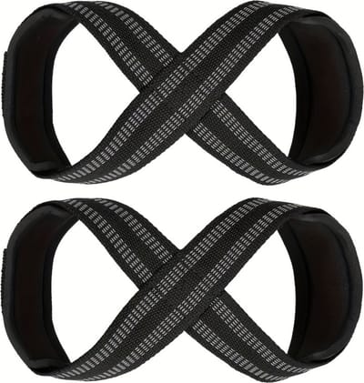 Nivard Wrist Wraps - Lifting Straps - Crossfit Grips - Polsband - Krachttraining - Fitness - Deadlift - 8 Vormig - Zwart