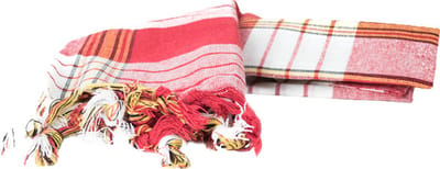Beauty & Care - Pestemal rood geblokt 170 x 80 cm - 1 st.. new