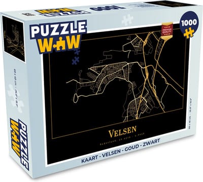 Puzzel Kaart - Velsen - Goud - Zwart - Legpuzzel - Puzzel 1000 stukjes volwassenen