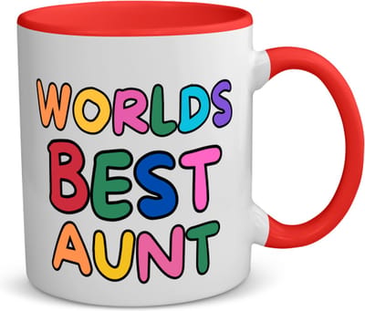Akyol - world's best aunt koffiemok - theemok - rood - Tante - beste tante - verjaardagscadeau - cadeau voor tante - gift - kado - 350 ML inhoud