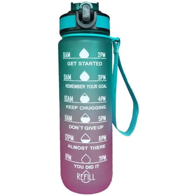 1 Liter Waterfles met Rietje Plastic Matglas Beker met Tijdmarkering voor Meisjes Kawaii Draagbare Reis Buiten Sport Fitness Bekers 1000ml