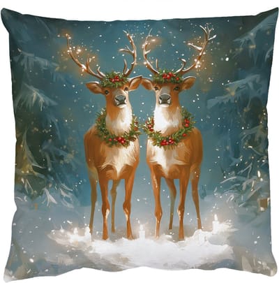 Sierkussens - Kussentjes Woonkamer - 50x50 cm - Dennensprookje - Rendier - Nacht