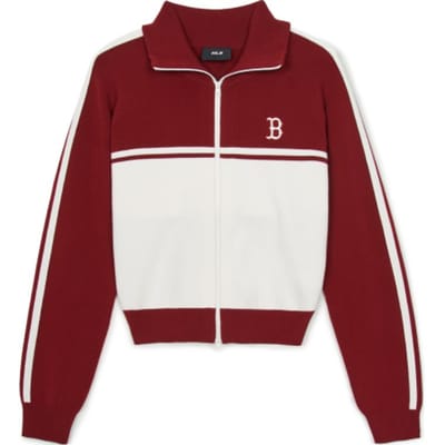 MLB Varsity Boston Red Sox College Stijl Comfortabel Zacht Eenvoudig Lange Mouwen Jas Damesjassen Bordeauxrood 3FKCV0144-43WIS M white