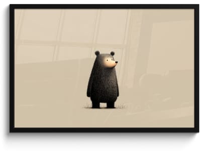 Poster in lijst - Fotolijst 90x60 cm - Posters - Beer - Donkerbruin - Minimalistisch - Posterlijst zwart - Decoratie - Wanddecoratie woonkamer - Muurdecoratie slaapkamer