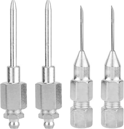 Vetspuit Naald Nozzle Kit - 2 Naalddispensers, 2 Vetinjectornaalden, RVS Mondstuk, Naaldpunt-Aanpasgereedschap - 0,3 cm NPT-Schroefdraad.