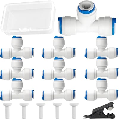 Dailygoods- T-stuk 10 Stuks - 3-Weg Koppeling - Waterafvoer - Omgekeerde Osmose Systemen - Lekvrij - Polypropyleen - Waterkoppeling