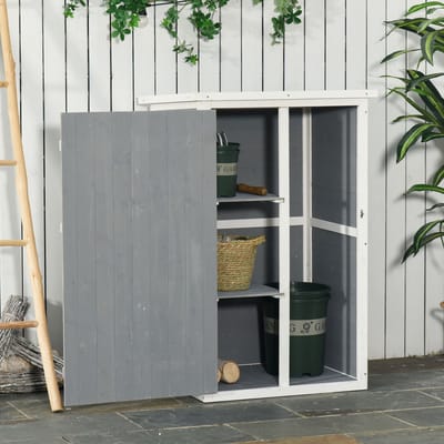 MODFU - Gereedschapskast - 2 Binnenplanken - Afsluitbare Deur - Voor Buiten - Hout - Zwart - 75 x 56 x 115 cm