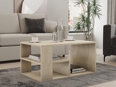 Salontafel - Eettafel - Woonkamer - Bergruimte en Planken - 80x50x40 cm - Travertin