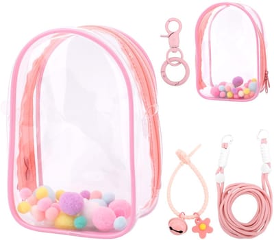 JHUBERS- Poppenhoes Draagbare Beschermhoes - PVC Vitrine - Opbergtas - Sleutelhanger - Antidiefstalkoord - 15,5 x 10 x 5,5 cm - Poppenvitrine