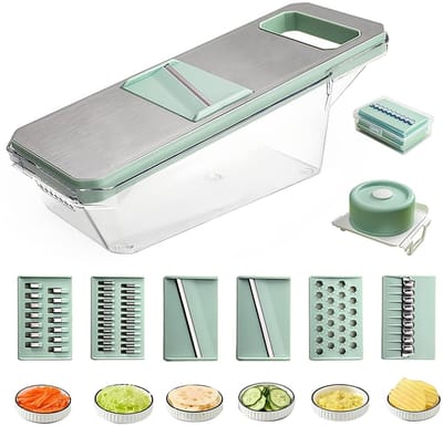 Ynkkvre - Multifunctionele Groentesnijder-7-in-1 Mandoline Groentesnijder – Compleet Keukenhulpmiddel voor Snijden, Raspen en Julienne