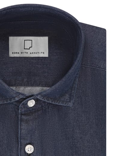 Overhemd Born with Appetite donkerblauw spijker