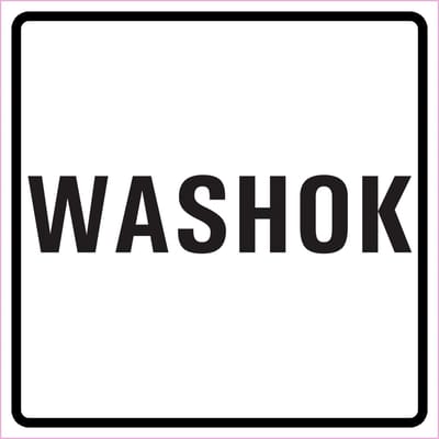 Washok sticker, wit zwart 100 x 100 mm