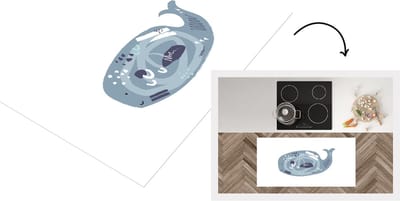 Keukenloper - Loper keuken - Walvis - Grijs - Pastel - 120x60 cm - Keukenloper vinyl