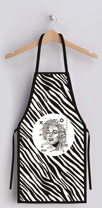 AP105 Keukenschort, dames, heren, fijn linnen, anti-transpirant, verstelbaar, One size, Unisex, blauw, keuken, schort