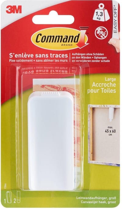 3M Command-ophanging met canvas (l x b x h) 85 x 37 x 18 mm Wit Inhoud: 1 stuk(s)