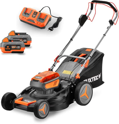 Zelfrijdende accu grasmaaier 40V (2X20V) - FUXTEC FX-E2RM46 - 46cm mulch zij-uitworp 2 Li-Ion 4Ah accu's