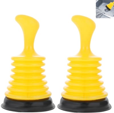 2 stuks - Kleine gootsteenontstopper - Mini-ontstopper - afvoerontstopper - voor keukens, badkamers en andere spoelbakken - geel - 11.3×11.3×19cm