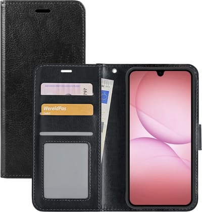Hoesje - Met Pasjeshouder - Geschikt voor Samsung Galaxy A17 - Luxe Bookcase Portemonee - Flip Case - Kunstleer Book Case - Flipcase - Book Cover - Walletcase - Portemonneehoes - Zwart