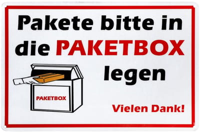 Dailygoods- Pakketbox UV-bescherming - Pakketdoos - Pakketbox sticker - Aluminium bord - 20 x 30 cm - Duidelijke slogan
