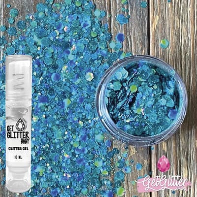 GetGlitterBaby® - Blauw / Groene Festival Glitters Sterretjes voor Lichaam en Gezicht / Biologische Biologisch afbreekbare ace Body Jewels Glitter - Blauwe Groen - en Glitter Huid Lijm