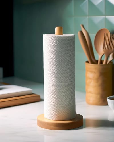 Praktische Houten Keukenrolhouder met Stabiele Basis voor Keuken en Eettafel - Ideaal voor Keukenpapier en Organisatie van Keukenaccessoires