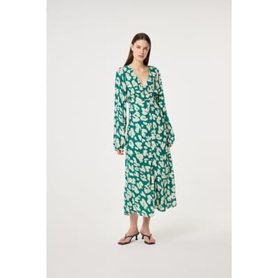 Fabienne Chapot Ana Dress Evergreen/cosy White Maat: 34 | Midi Jurken Outlet | Dames | Groen