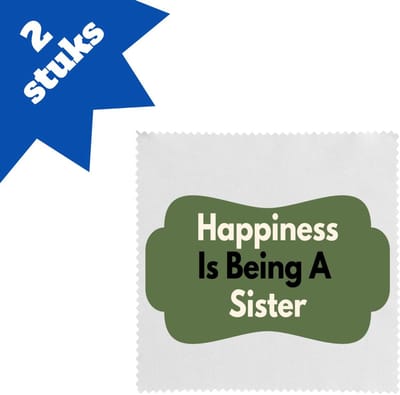 Akyol - happiness is being a sister brillendoekjes - Zus - de liefste zus - verjaardag - cadeautje voor zus - zus artikelen - kado - geschenk - 17,8 bij 17,8 cm - 2 stuks