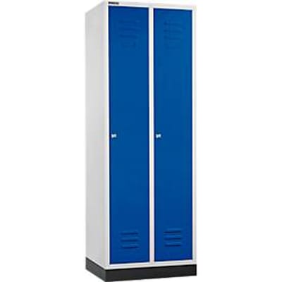 Schäfer Shop Select Kledinglocker, met 2 compartimenten, met fitting, cilinderslot, lichtgrijs/gentiaanblauw