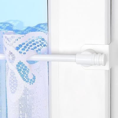 Dailygoods- Gordijnroede Uittrekbaar - Gordijnroede zonder Boren - Klemstang - Raamhaken Inclusief - Montage zonder Gereedschap - Draaibare Raamhaken - Raamdecoratie