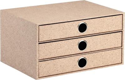 Ladebox Bureau - Opberger Documenten - Kantoor Organisatie - Drie Ruime Lades - 34 x 25 x 19 cm - Bruin