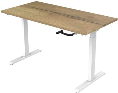 Office Hero® Cosmic Slinger- Zit sta bureau in hoogte verstelbaar wit frame - Game bureau - Computertafel - Werktafel - 120x80 - Natuur eik
