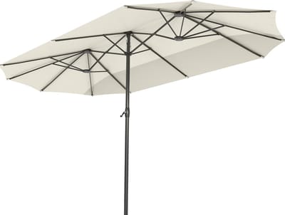 LifeGoods Dubbele Parasol - Tuin - 270x460cm - tot 12 Personen - Waterdicht - UPF50+ - Crème