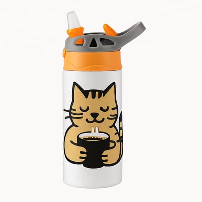 Klassieke ‘il_1140xN.8155609628_rr02’ Drinkfles – Stijlvolle Drinkfles voor Liefhebbers van Uniek Design - Waterfles voor kinderen (wit/oranje)