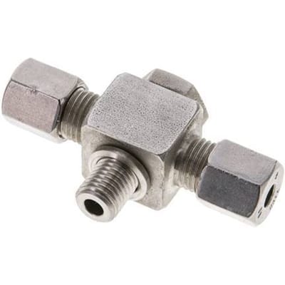 6S & M12x1.5 RVS T-Draaidoorvoer Snijringkoppeling Buitendraad 400bar ISO 8434-1