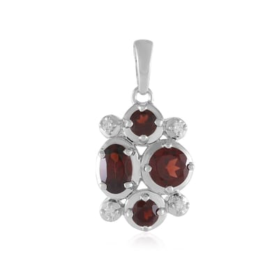 Cavill - Zilveren Hanger - 925 Sterling Zilver - Mozambique Granaat 1,647 ct, Zirkonen 0,081 ct - Elegante Ovale en Ronde Rode Steenkracht, 24x12 mm