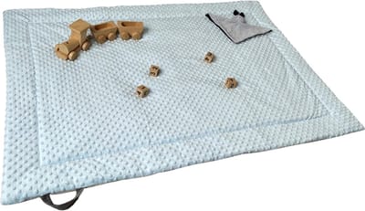 IL BAMBINI Baby & Peuter Speelkleed Rosa - Speelmat - Speeldeken - Vloerkleed - Minky - 130 x 90 cm - Blauw & Grijs